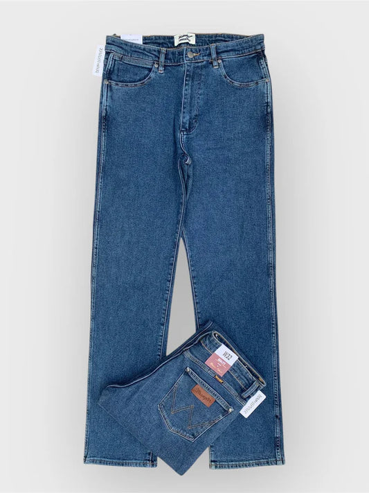 mid blue stretched -  straight & comfort-fit. export quality