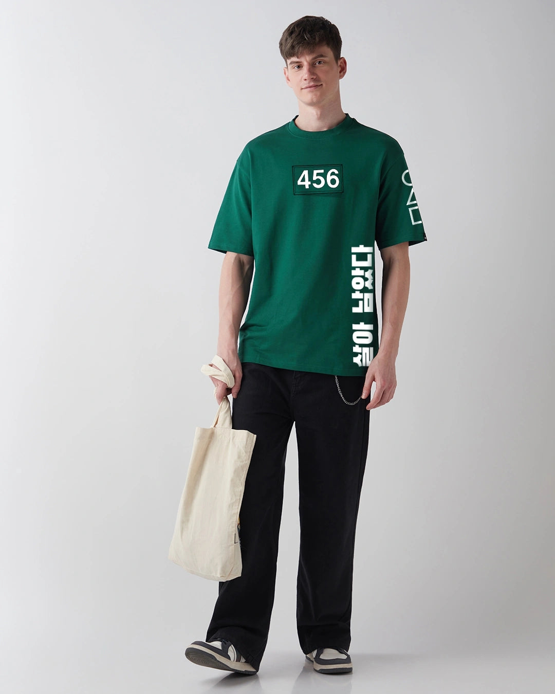 Men's Green Contestants Graphic Printed Oversized T-shirt