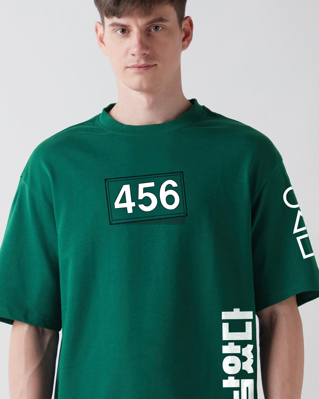 Men's Green Contestants Graphic Printed Oversized T-shirt