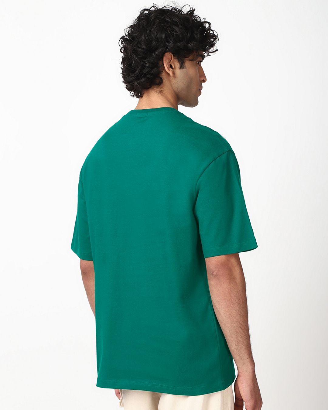 Men's Forest Green Peach Graphic Printed Oversized T-shirt