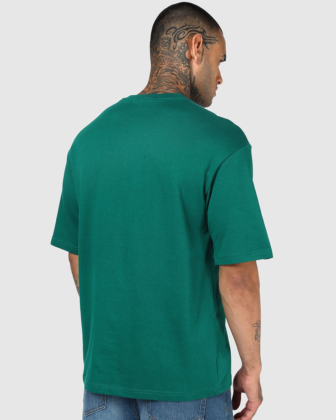 Men's Aventurine Green Vibes Typography Oversized T-shirt