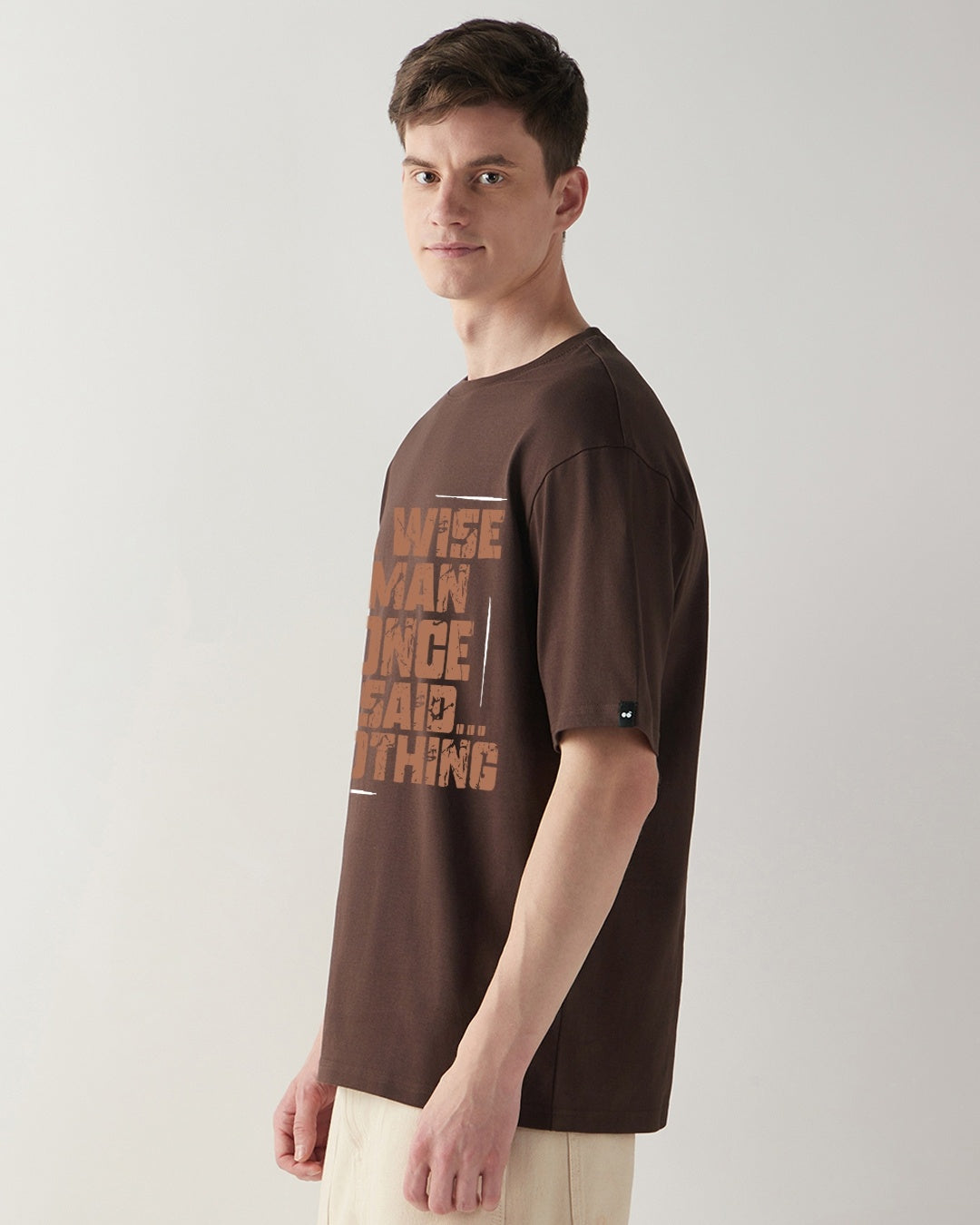 Men's Chocolate Brown Wise Man Typography Oversized T-shirt