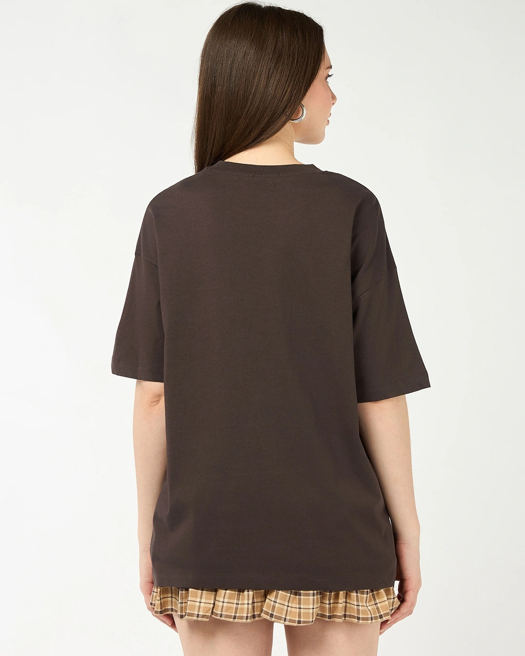 Women's Chocolate Brown More Coffee Graphic Printed Oversized T-shirt