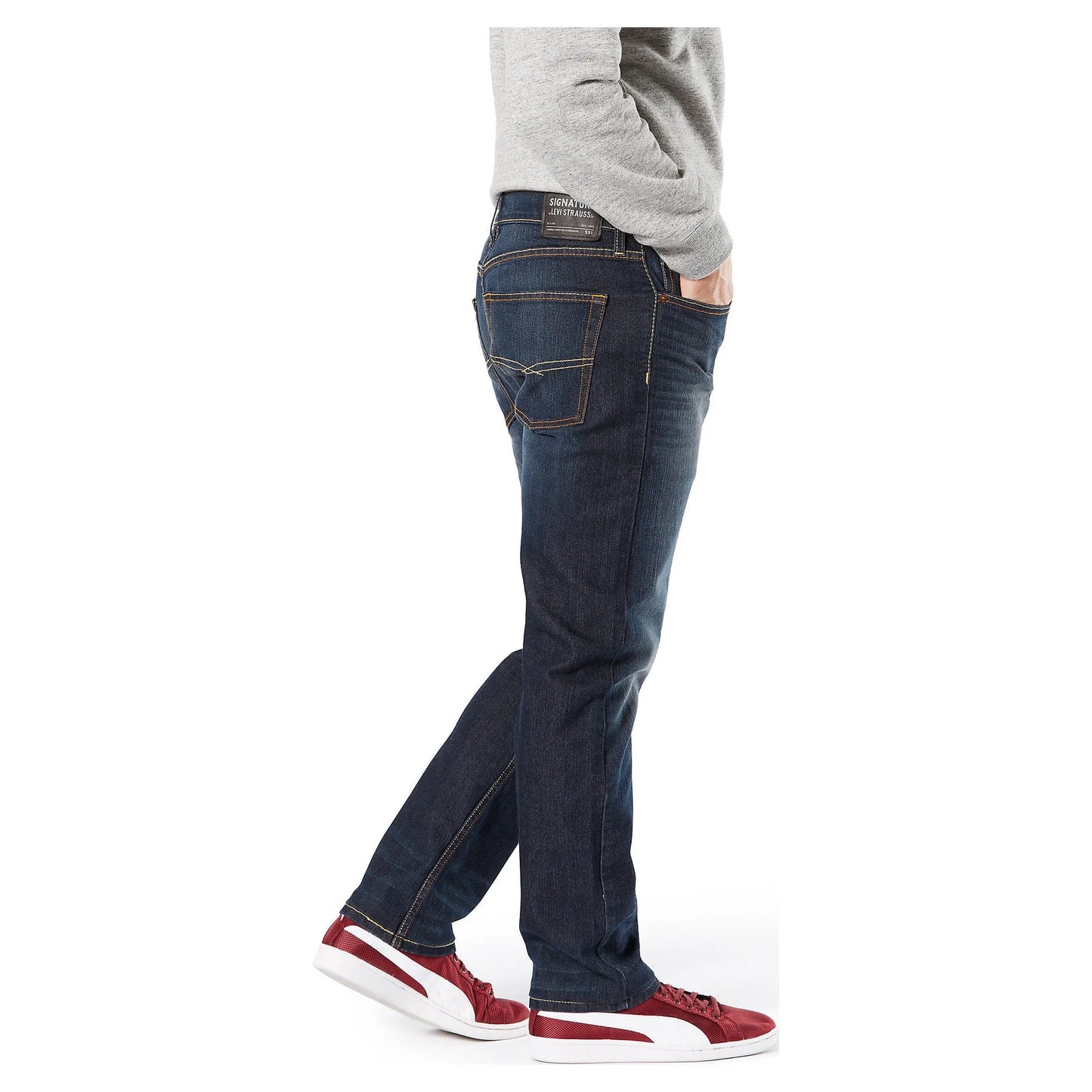 EXPORT LEFTOVER  Men's Straight Fit Jeans (MEDIUM BLUE)