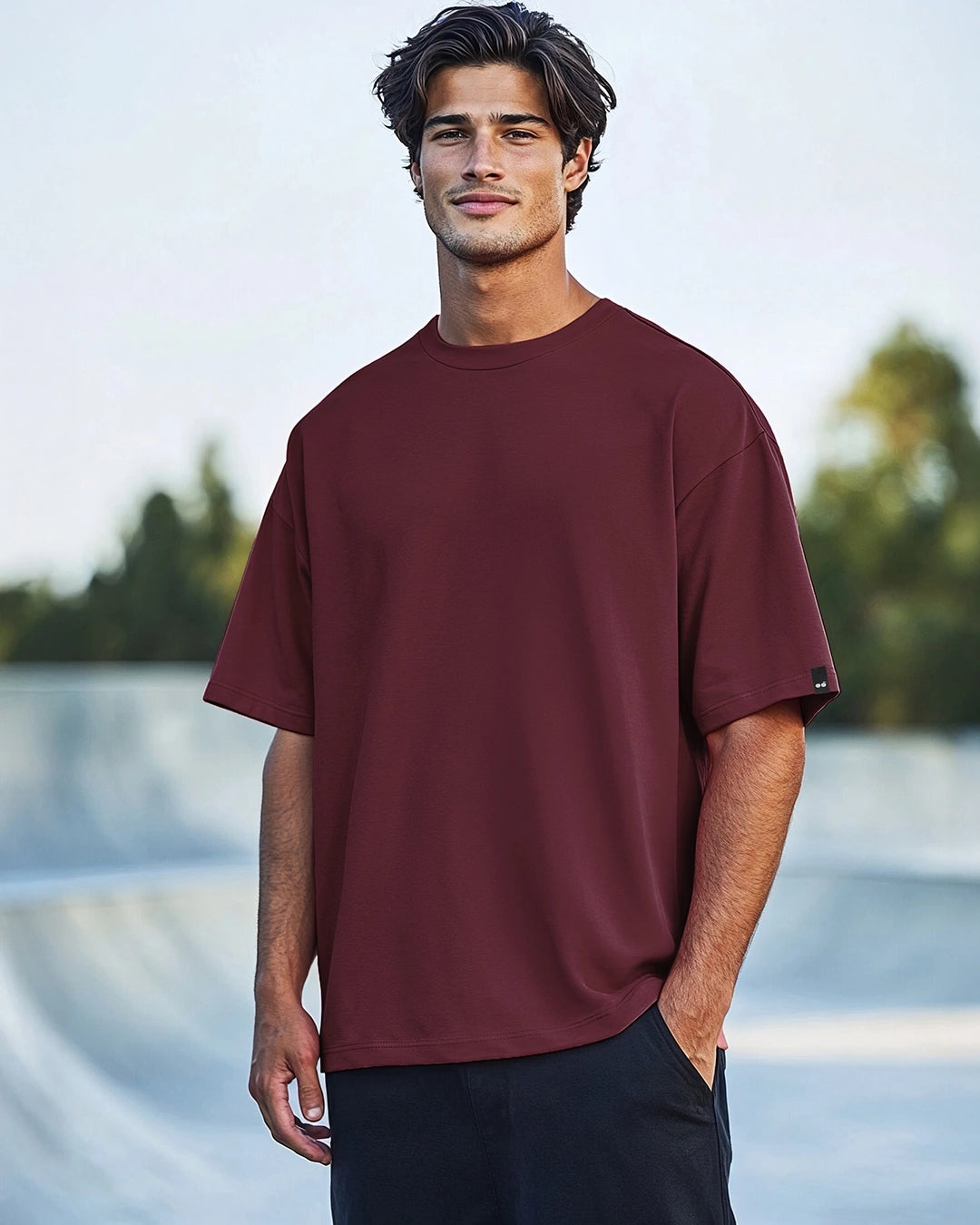 Men's Maroon Oversized T-shirt