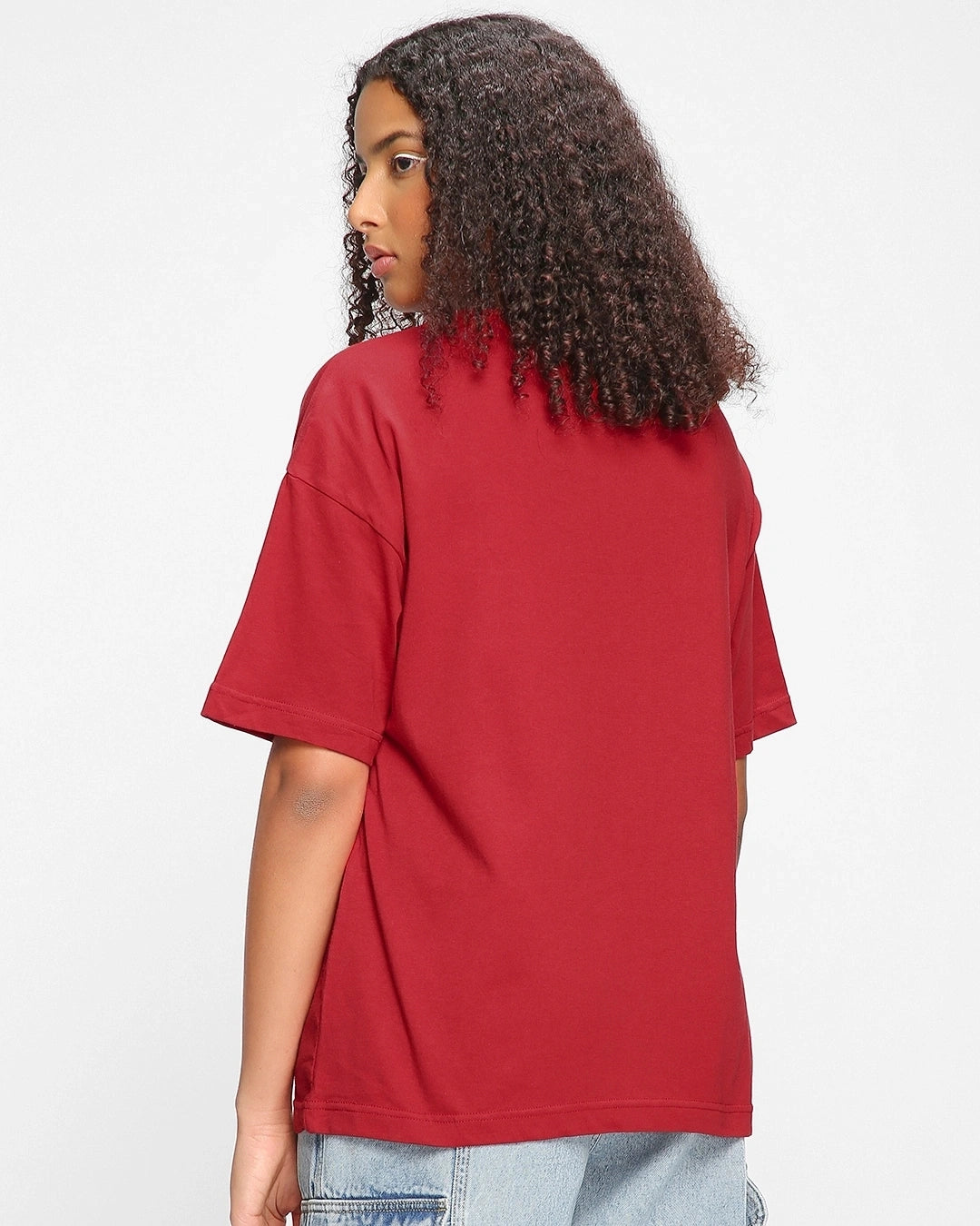 Women's Red Being Cute Is My Superpower Graphic Printed Oversized T-shirt